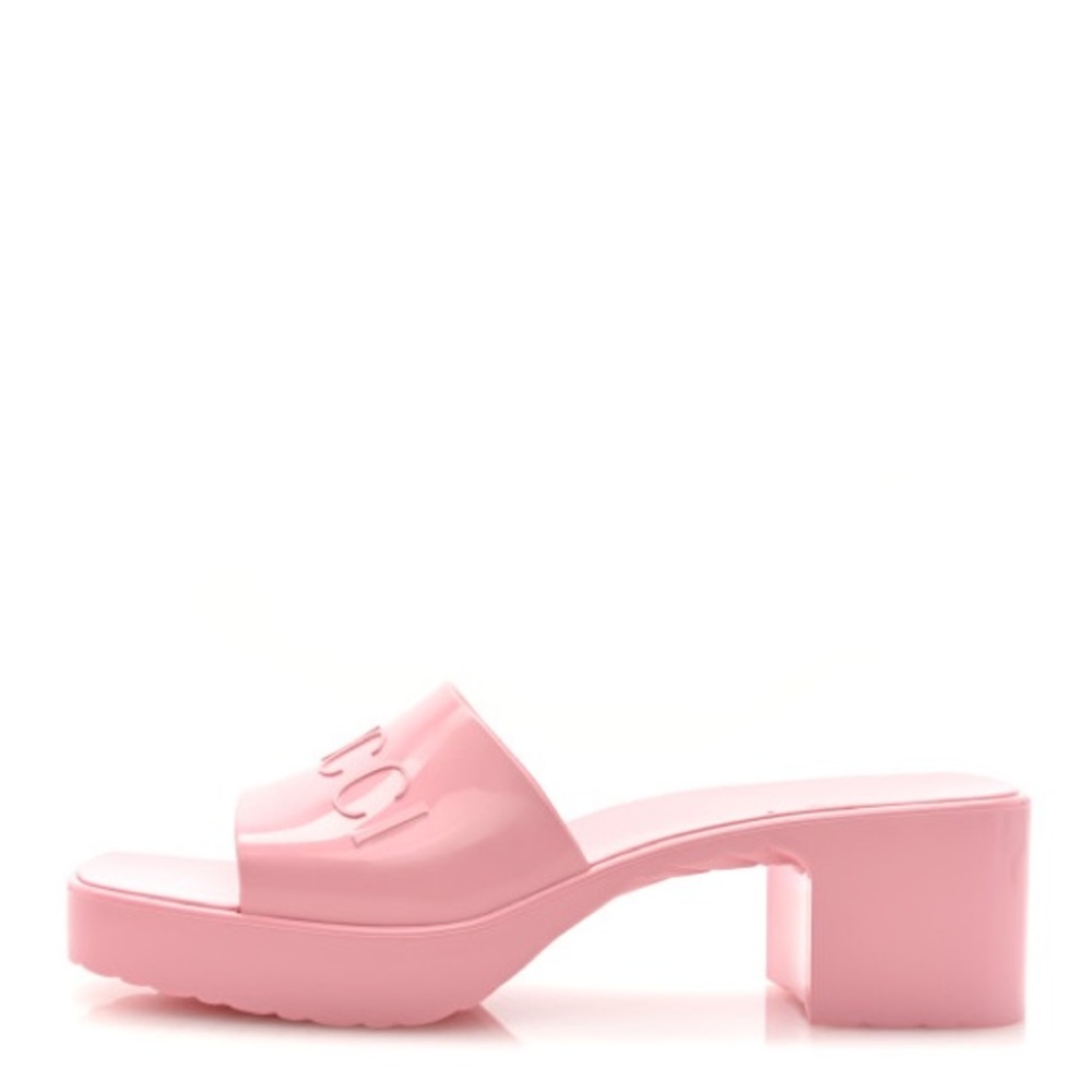 Gucci Rubber Pink Slide Sandals